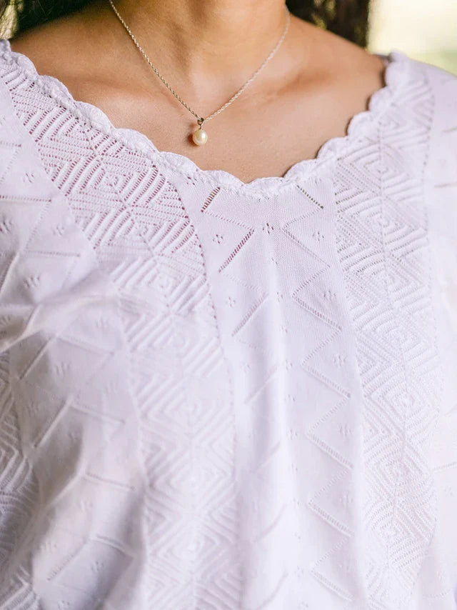 April Cornell Pointelle Pullover Sweater - White