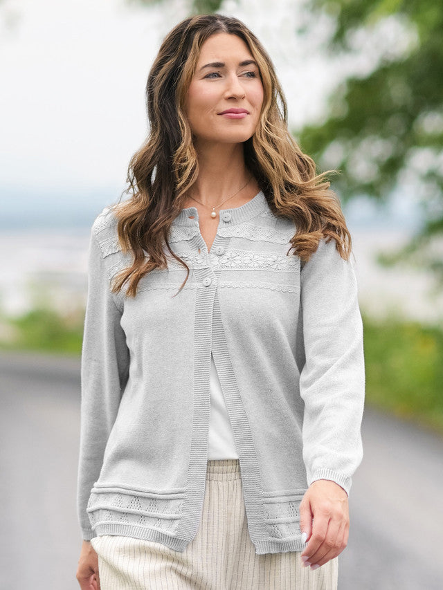 April Cornell Book Nook Cardigan - Grey
