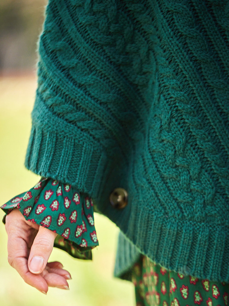 April Cornell Woodland Cape - Forest Green