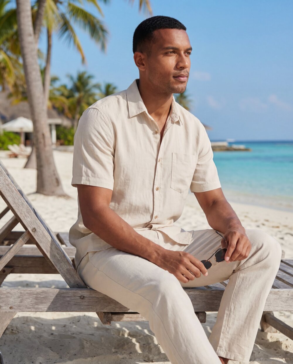 Cotton Natural Men's Miramar Beige Shirt