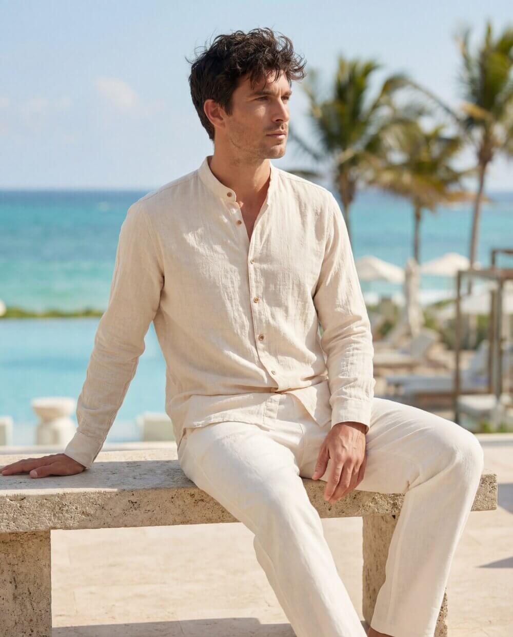 Cotton Natural Men's Luigi Beige Shirt