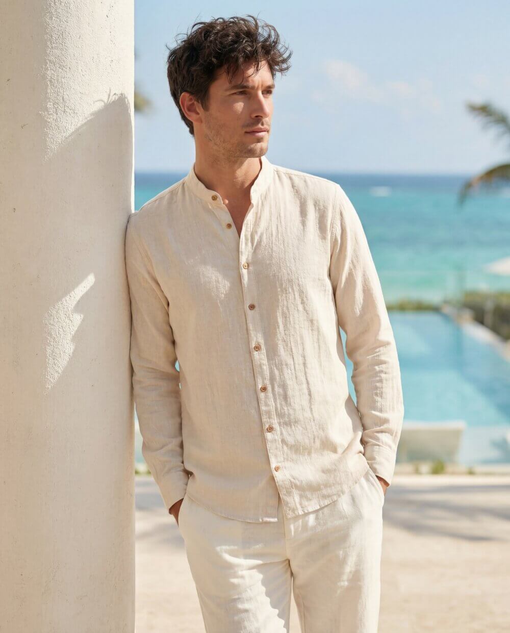 Cotton Natural Men's Luigi Beige Shirt