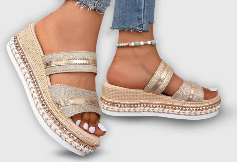 Nabalu Casey | Platform Summer Slide Sandals with Double Straps