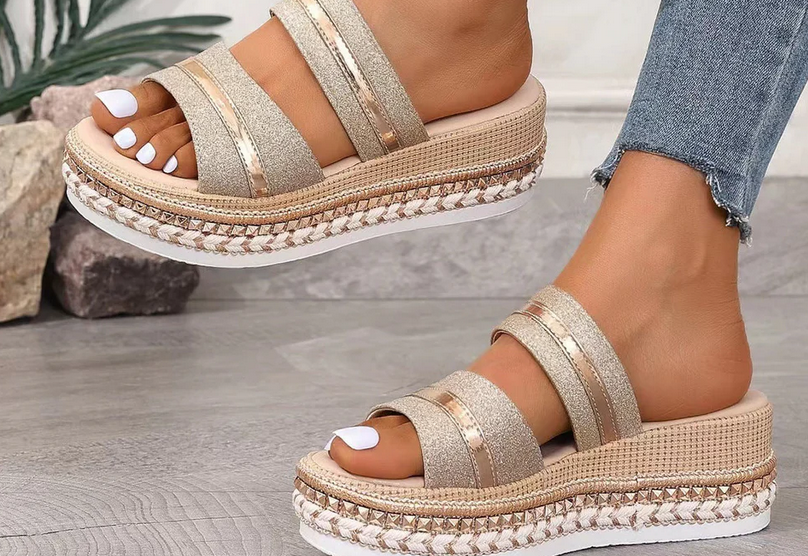 Nabalu Casey | Platform Summer Slide Sandals with Double Straps