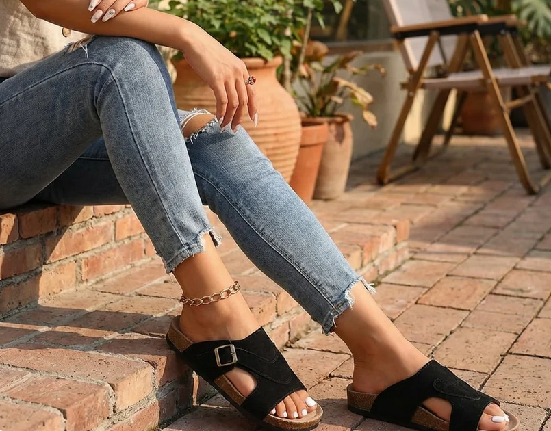 Nabalu Casey | Supportive Summer Slide Sandals with Buckle Strap