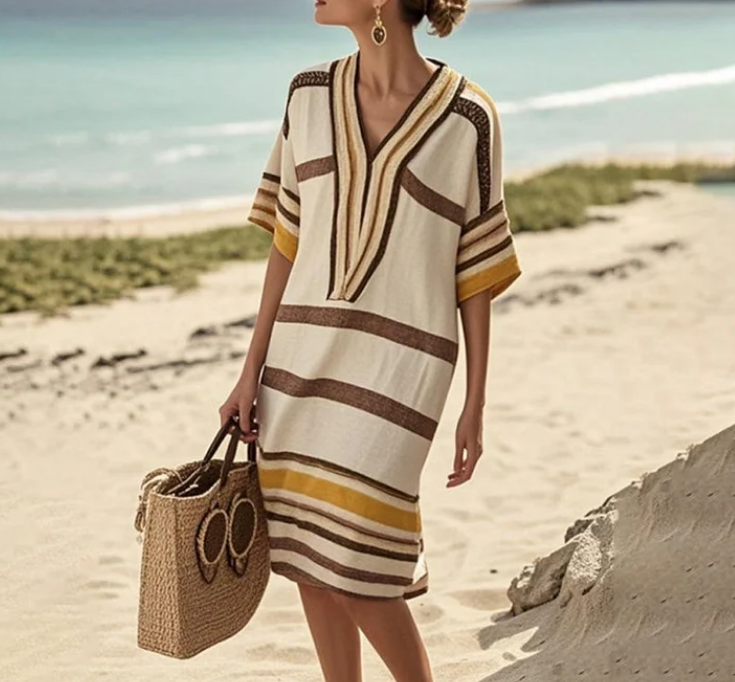 Nabalu Striped Midi Dress – Lightweight Summer Dress for Women