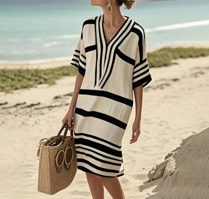 Nabalu Striped Midi Dress – Lightweight Summer Dress for Women