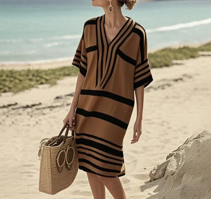 Nabalu Striped Midi Dress – Lightweight Summer Dress for Women