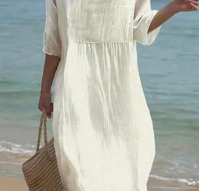 Nabalu Square Neck Midi Dress – Lightweight Summer Dress for Women