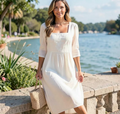 Nabalu Square Neck Midi Dress – Lightweight Summer Dress for Women