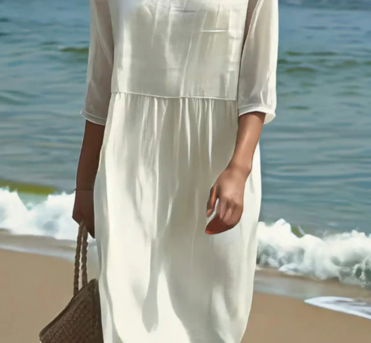 Nabalu Square Neck Midi Dress – Lightweight Summer Dress for Women
