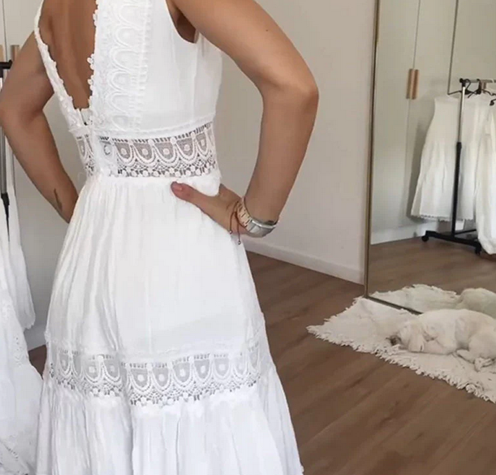 Nabalu Lace Trim Midi Dress – Elegant Summer Dress