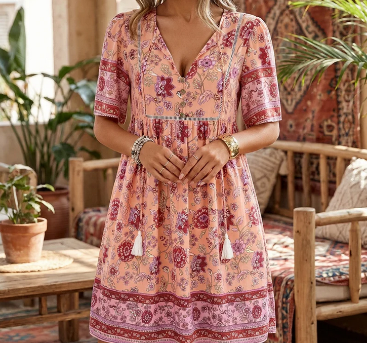 Nabalu Rosalyn | Women’s Boho Floral Midi Summer Dress