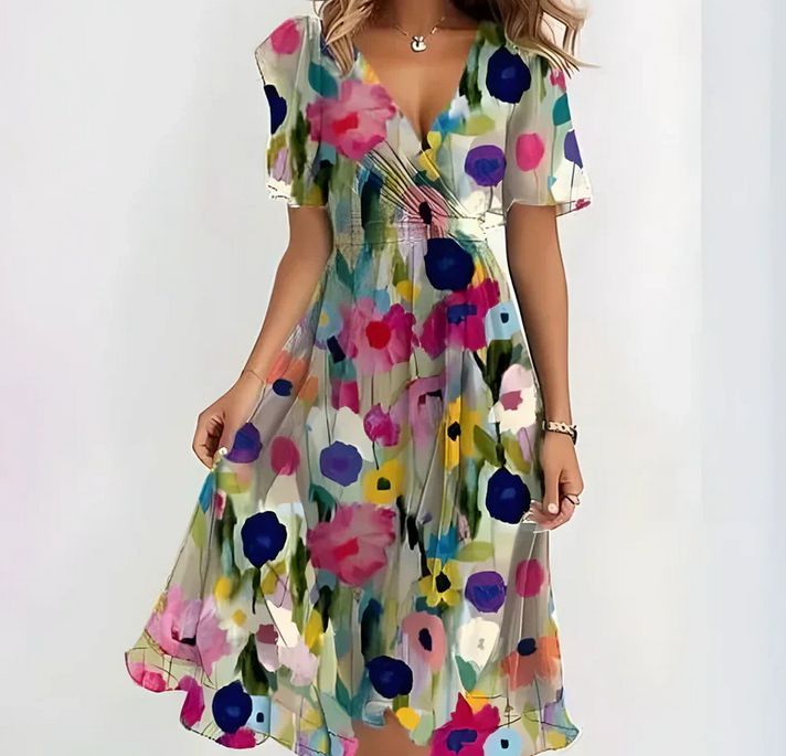 Nabalu Zerivana | Women’s Floral V-Neck Summer Dress