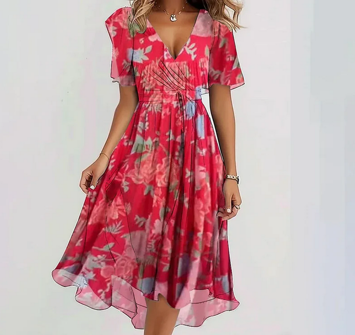 Nabalu Zerivana | Women’s Floral V-Neck Summer Dress