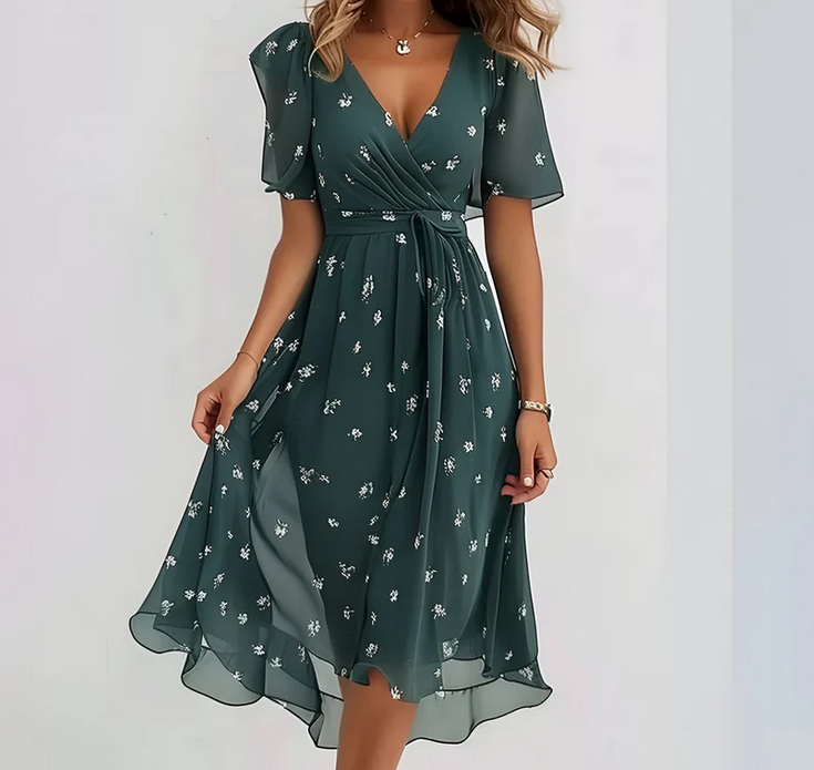 Nabalu Zerivana | Women’s Floral V-Neck Summer Dress