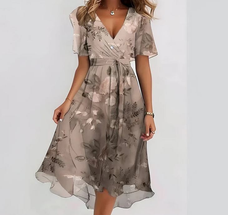 Nabalu Zerivana | Women’s Floral V-Neck Summer Dress