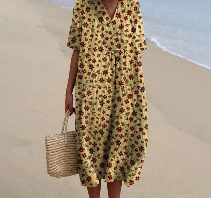Nabalu Lirien | Women’s V Neck Floral Midi Dress