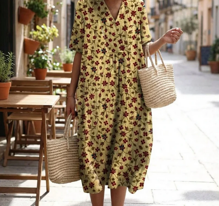 Nabalu Lirien | Women’s V Neck Floral Midi Dress