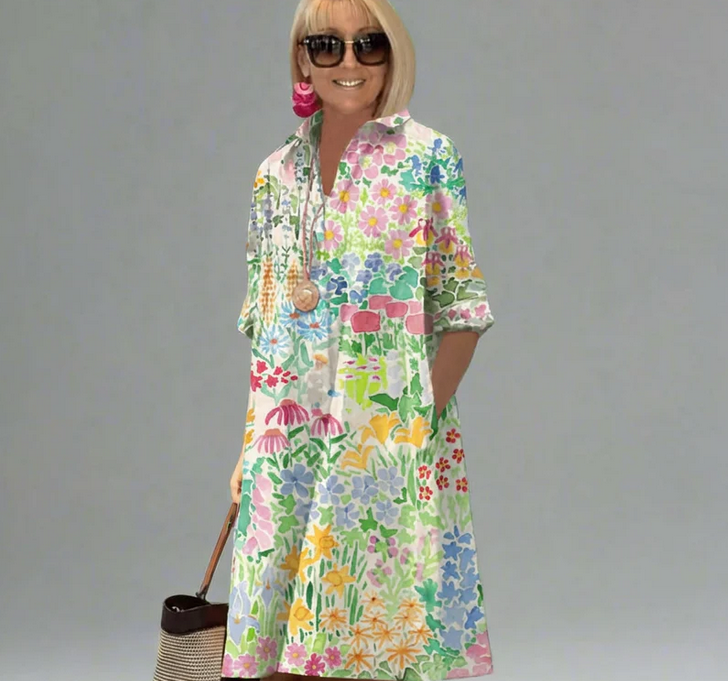 Nabalu Zalira | Women’s Floral Shirt Midi Dress