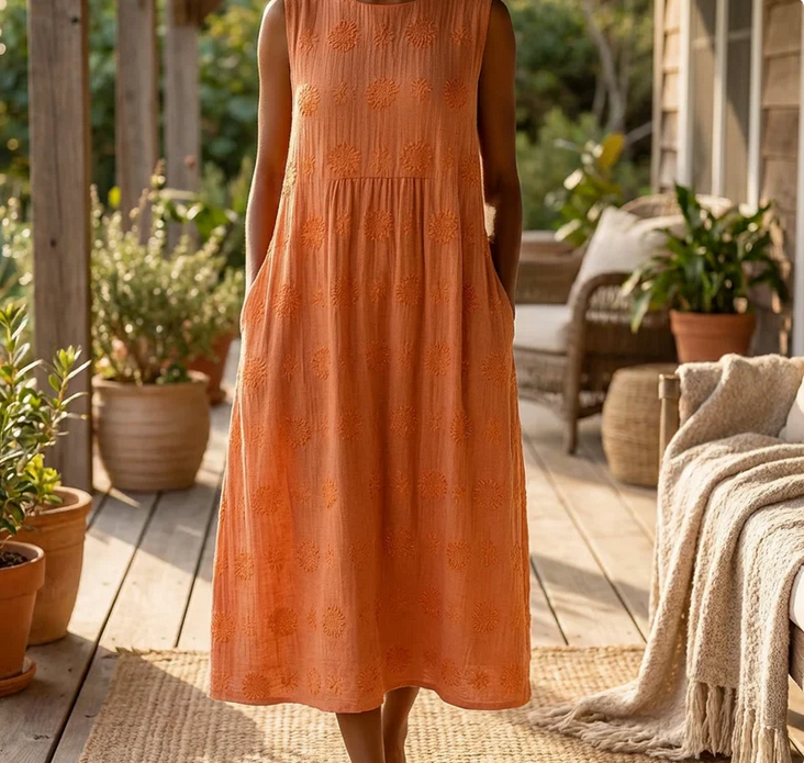 Nabalu Calithea | Women’s Sleeveless Textured Midi Dress