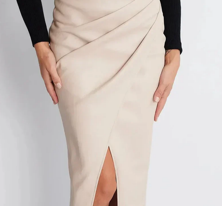 Nabalu Orlisse | Women’s Draped High Waist Midi Wrap Skirt