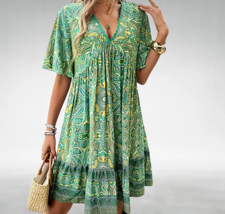 Nabalu Zafrina | Women’s Bohemian Print Flowy Midi Dress