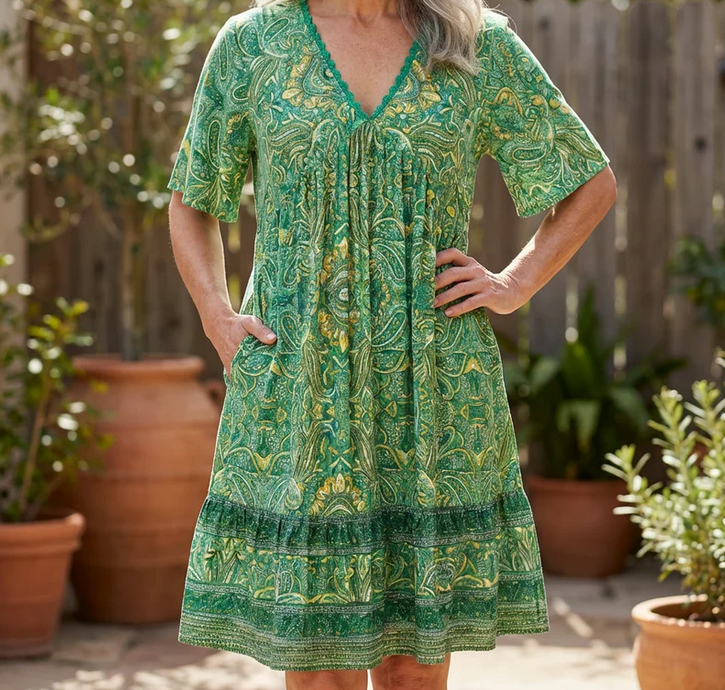 Nabalu Zafrina | Women’s Bohemian Print Flowy Midi Dress
