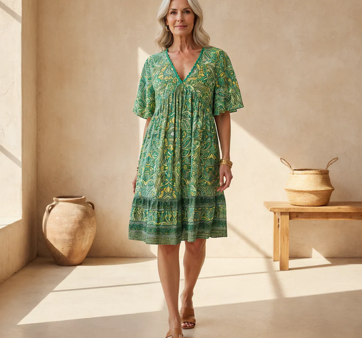 Nabalu Zafrina | Women’s Bohemian Print Flowy Midi Dress