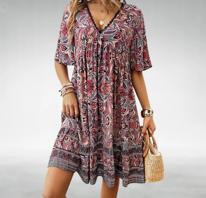 Nabalu Zafrina | Women’s Bohemian Print Flowy Midi Dress