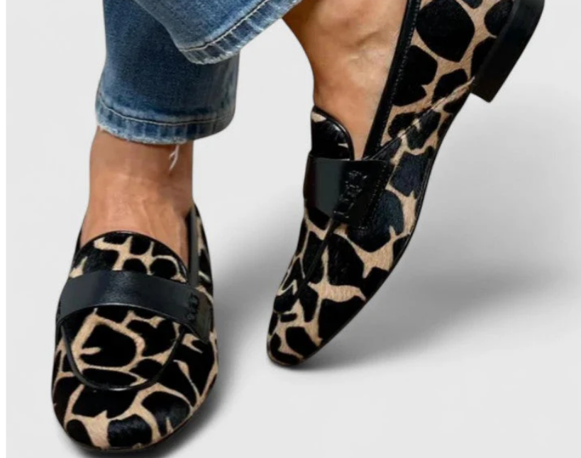 Nabalu Women’s Slip-On Loafers – Printed Low Heel Casual Shoes