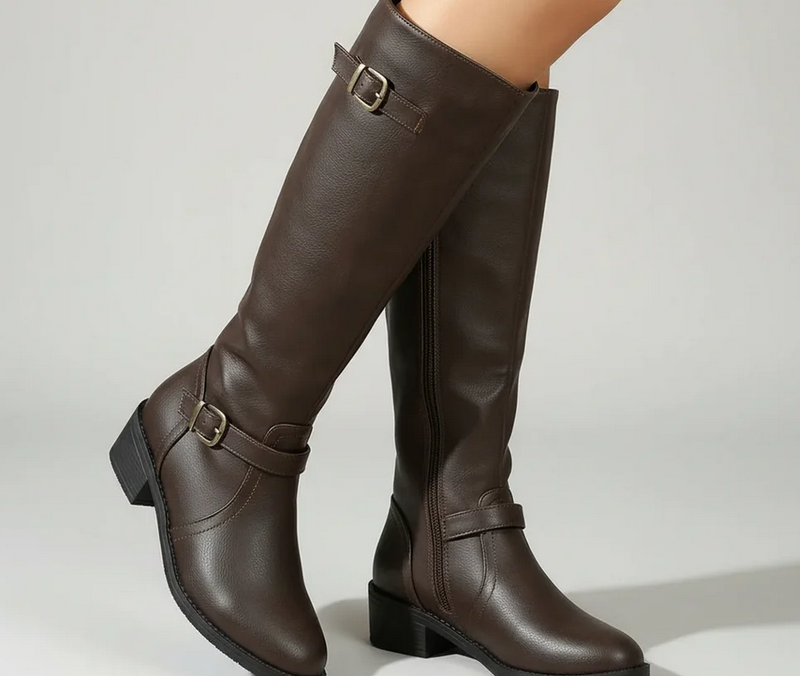 Nabalu Women’s Orthopedic Leather Boots – Knee-High Supportive Walking Boots