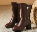 Nabalu Women’s Orthopedic Leather Boots – Mid-Calf Supportive Walking Boots