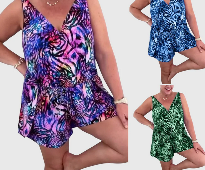 Nabalu Liorenna | Women’s Printed Wrap-Front Summer Playsuit