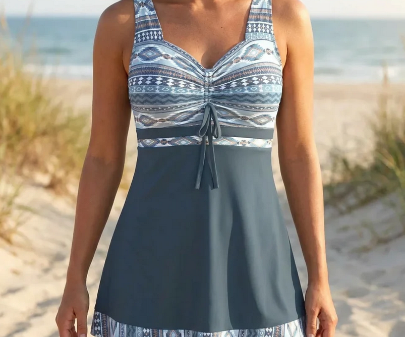 Nabalu Solenne | Women’s Printed Tankini Dress Swimsuit