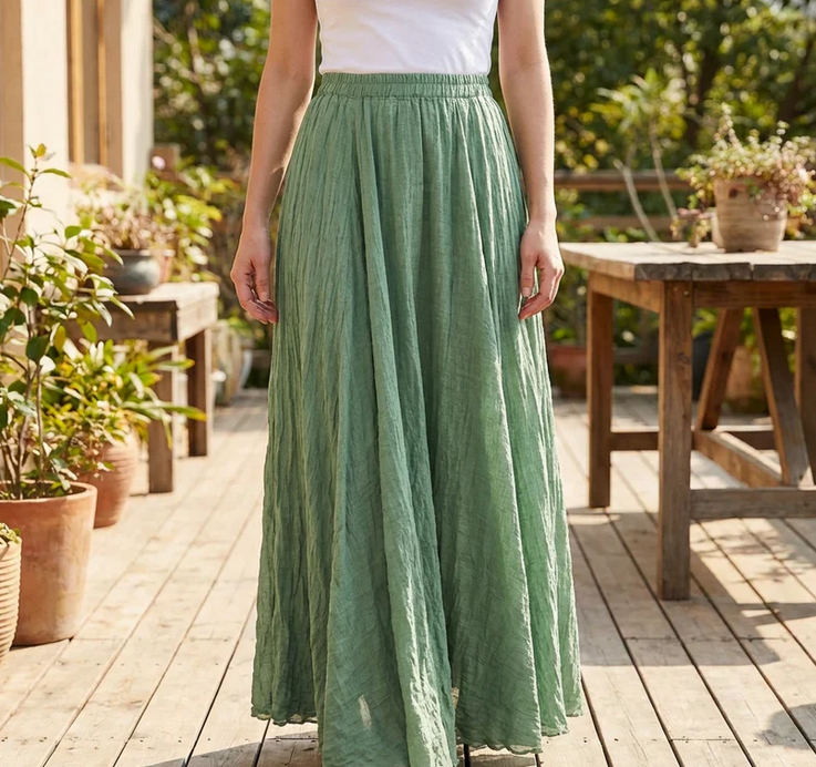 Nabalu Avelune | Women’s Flowing Elastic Waist Maxi Skirt