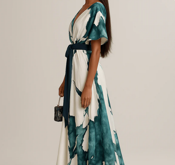 Nabalu Seraphine | Women’s Botanical Wrap Maxi Dress