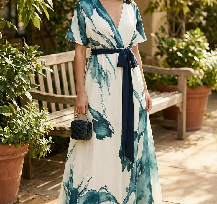 Nabalu Seraphine | Women’s Botanical Wrap Maxi Dress