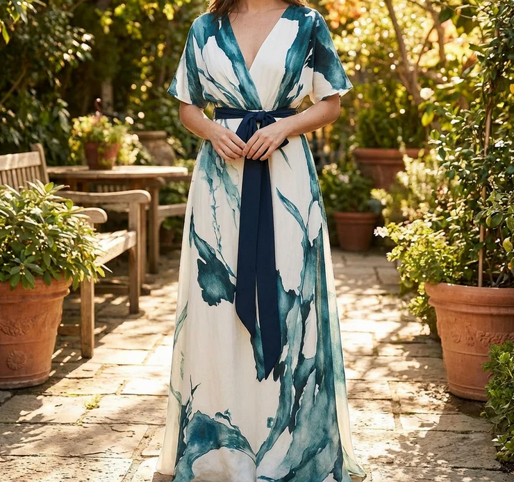 Nabalu Seraphine | Women’s Botanical Wrap Maxi Dress
