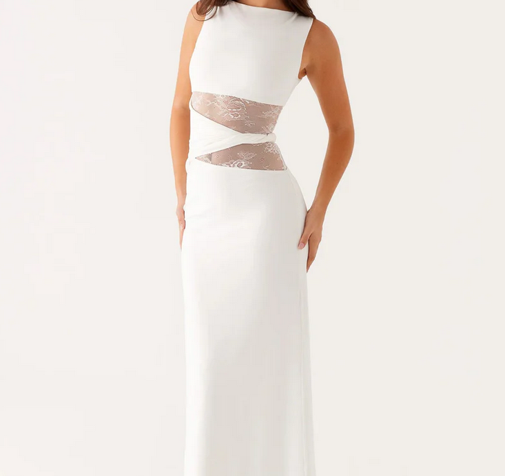 Nabalu Serena | Women’s Lace Panel Sleeveless Evening Maxi Dress