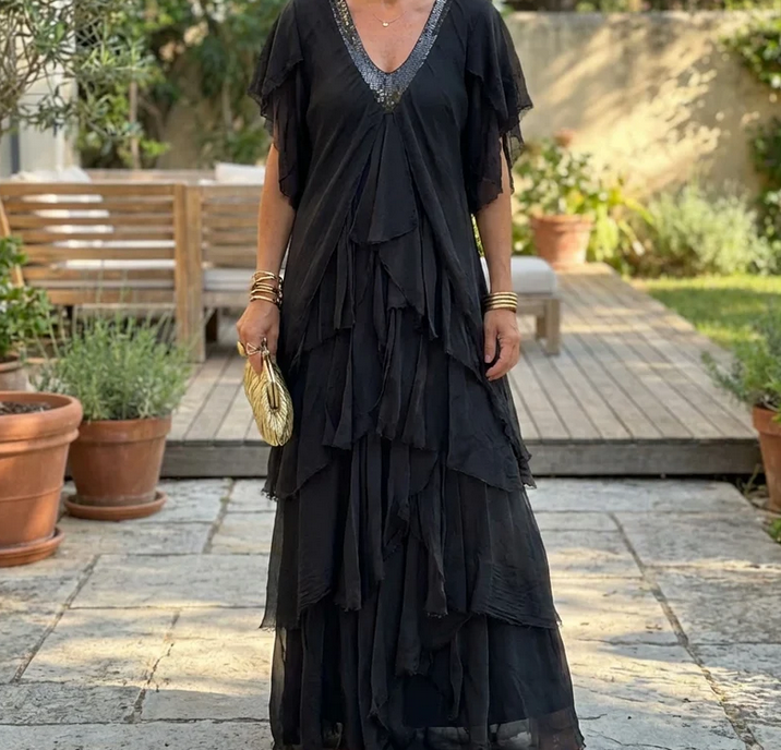 Nabalu Elowen | Women’s Long Sleeve Ruffle Dress
