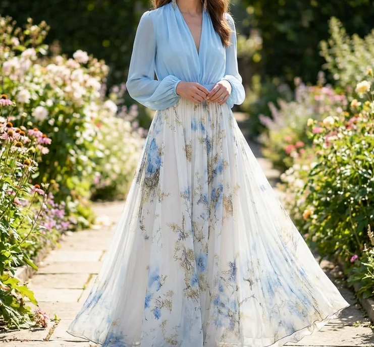 Nabalu Elise | Floral Print Flowing Maxi Dress