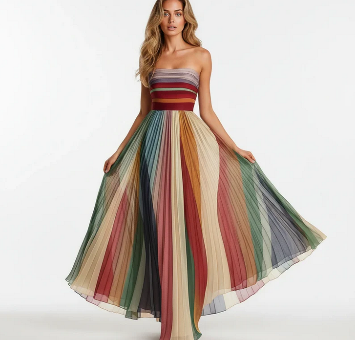 Nabalu Women’s Pleated Maxi Dress – Elegant Style with Graceful Movement