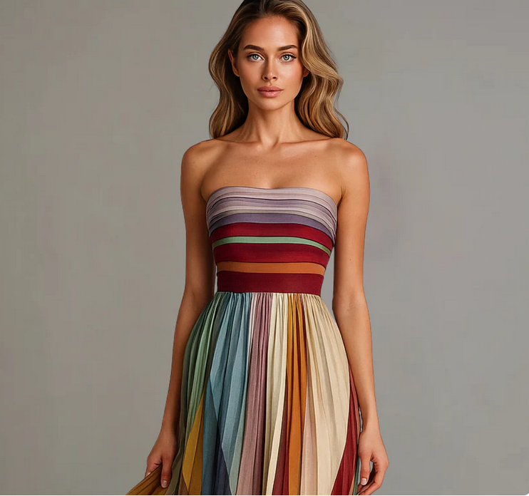 Nabalu Women’s Pleated Maxi Dress – Elegant Style with Graceful Movement