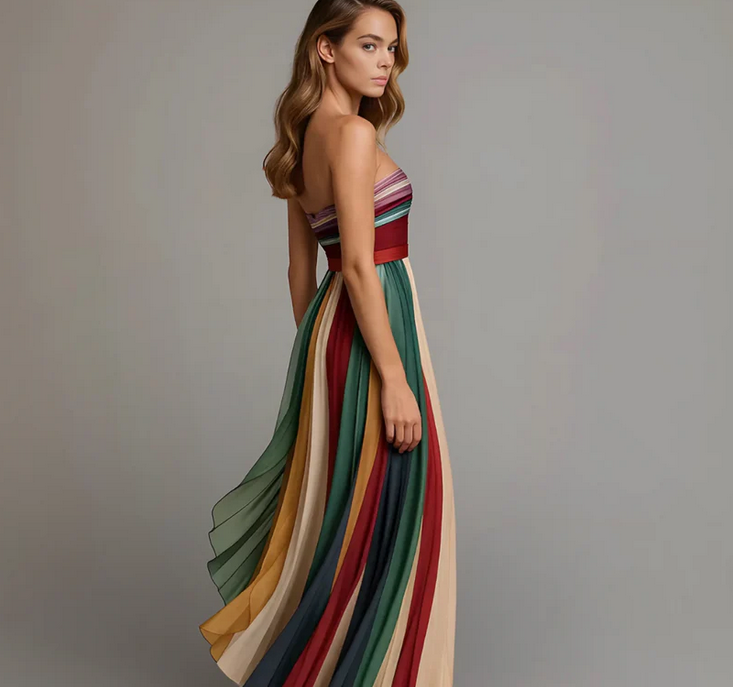 Nabalu Women’s Pleated Maxi Dress – Elegant Style with Graceful Movement