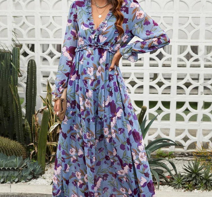Nabalu Aurevya | Women’s Bohemian Lace-Detail Maxi Summer Dress