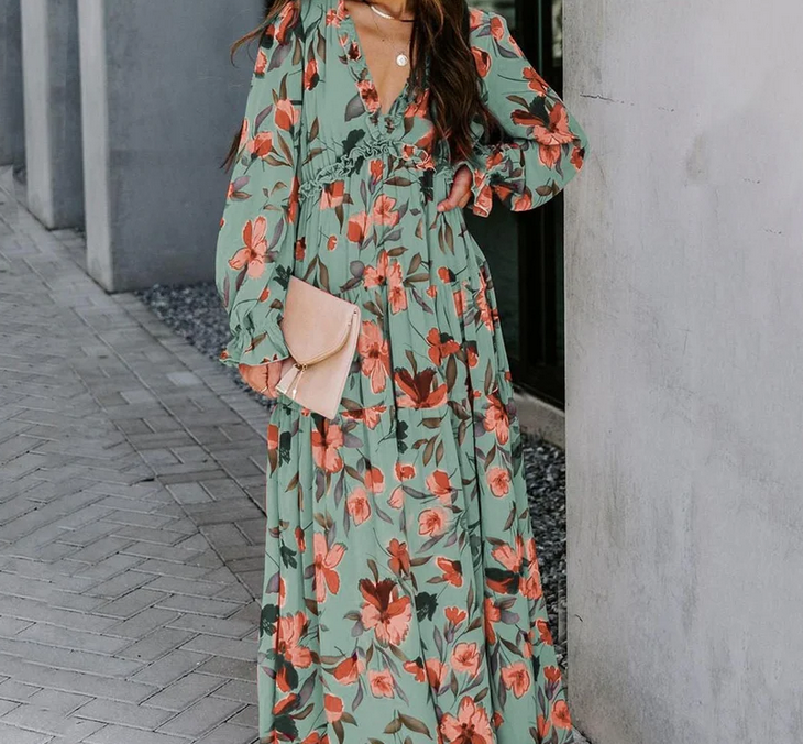 Nabalu Aurevya | Women’s Bohemian Lace-Detail Maxi Summer Dress
