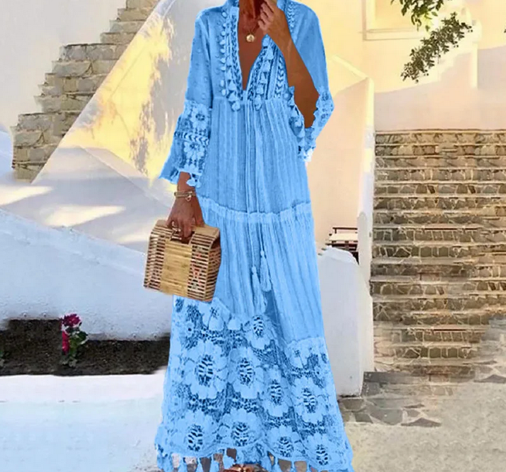Nabalu Yarisse | Women’s Tassel Detail Boho Maxi Dress