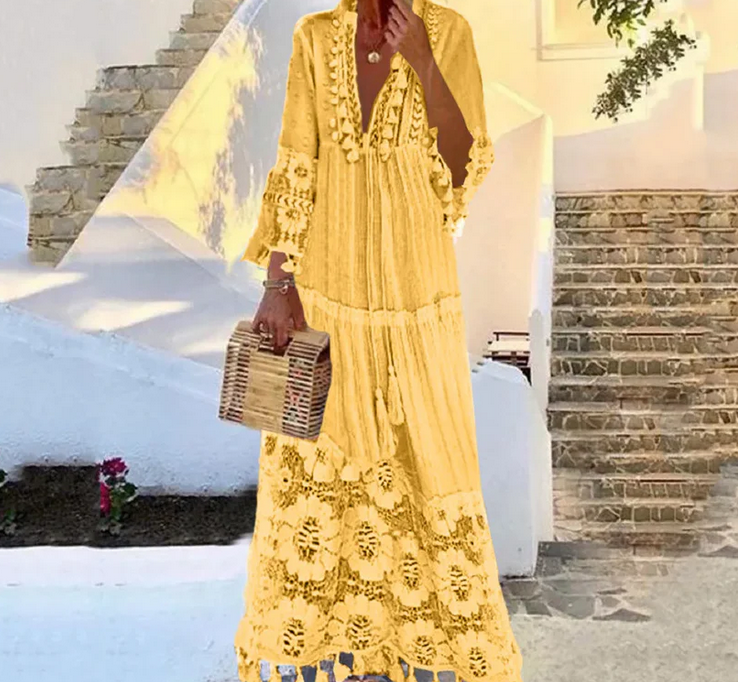 Nabalu Yarisse | Women’s Tassel Detail Boho Maxi Dress