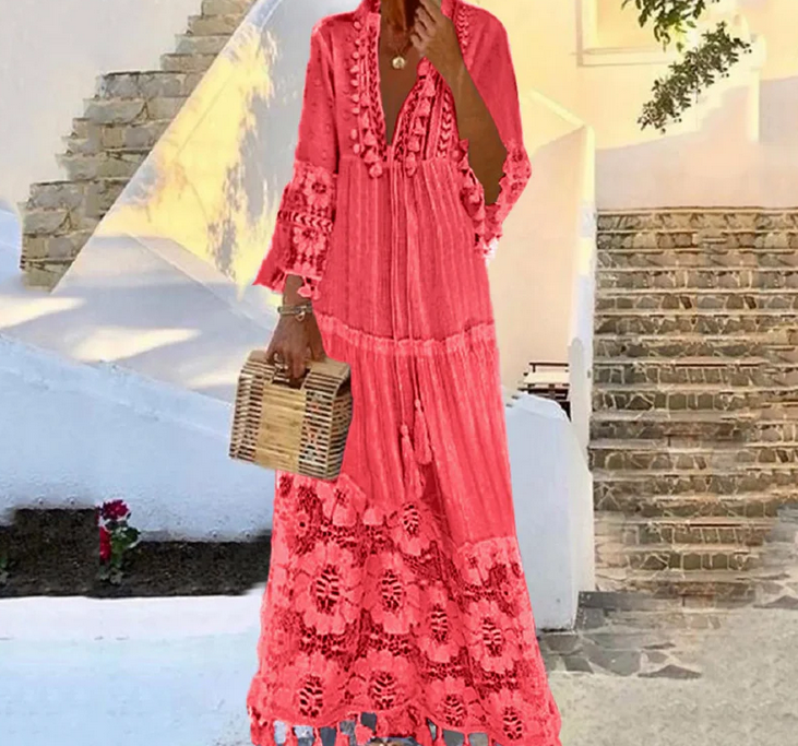 Nabalu Yarisse | Women’s Tassel Detail Boho Maxi Dress